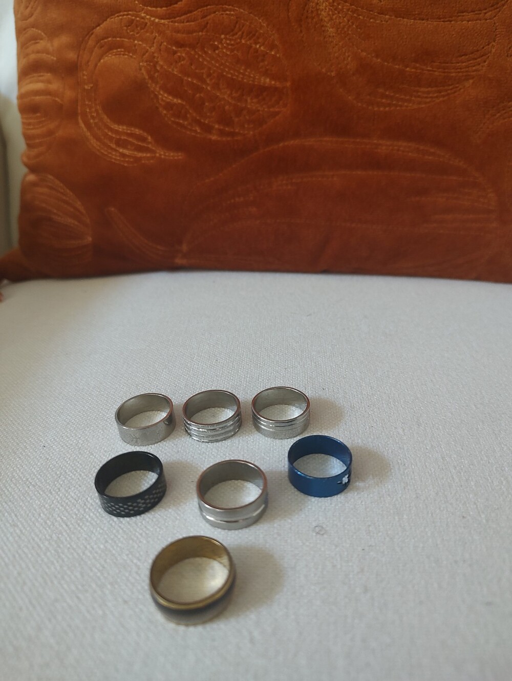 New 7 Stainless Assorted Men's  Rings in Silver, Black, Blue, and Gold
